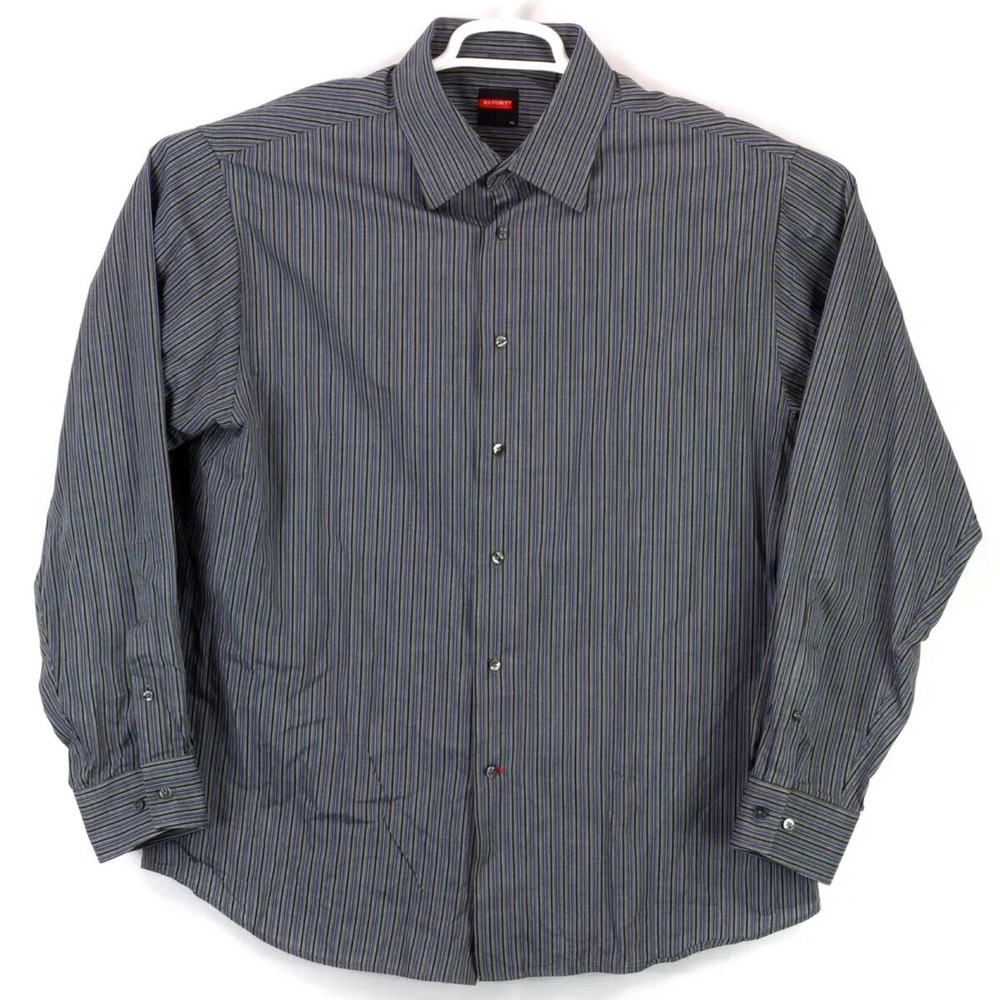 Report Collection Men's XL Collared LS Front Button Shirt Multicolor Striped euc